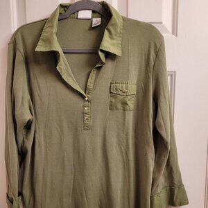 Jason Maxwell collared, 3/4 sleeve women's top with cuffs. Size XL